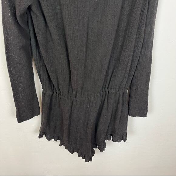 Free People Grey Gauze Henley Romper - Picture 5 of 9
